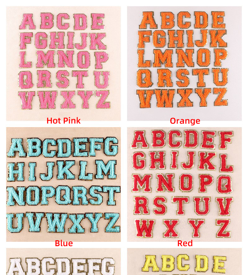 Height 5.5cm Wholesale Chenille Letters Iron On Patch Letter Patches