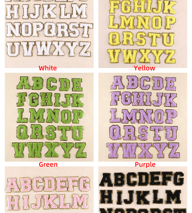 Height 5.5cm Wholesale Chenille Letters Iron On Patch Letter Patches