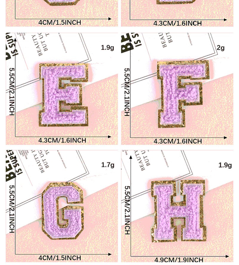 Height 5.5cm Wholesale Chenille Letters Iron On Patch Letter Patches