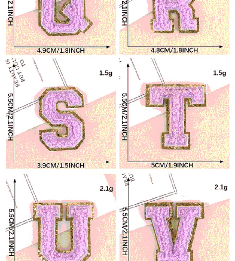 Height 5.5cm Wholesale Chenille Letters Iron On Patch Letter Patches