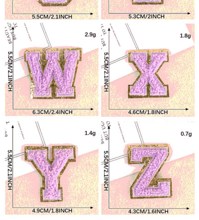 Height 5.5cm Wholesale Chenille Letters Iron On Patch Letter Patches