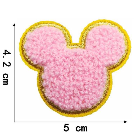 In Stock Height 4.2cm Chenille Mouse Patches Iron On Self Adhesive Mickey Patch