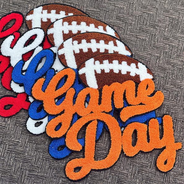 Custom Made Big Large American Football Letter Patch Game Day Football Chenille Patches