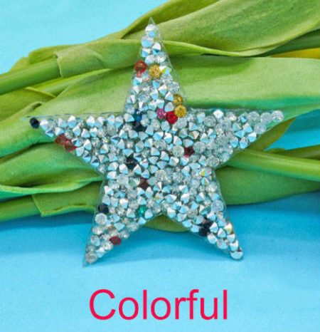 Custom Height 6cm Star Shiny Crystal Patch Sparkle Rhinestone Hat Iron On Star Patches