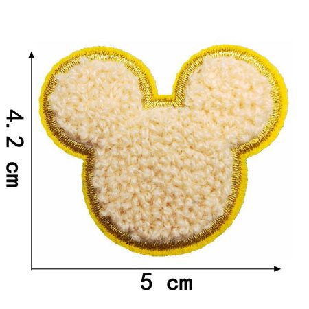 In Stock Height 4.2cm Chenille Mouse Patches Iron On Self Adhesive Mickey Patch