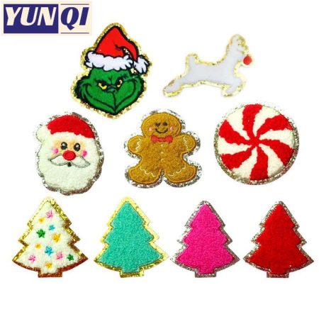 Embroidered patch chenille Grinch & Santa Claus & Gingerbread Man