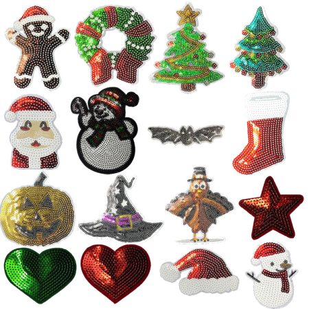 Christmas and Halloween series sequins snowman stars iron on patches