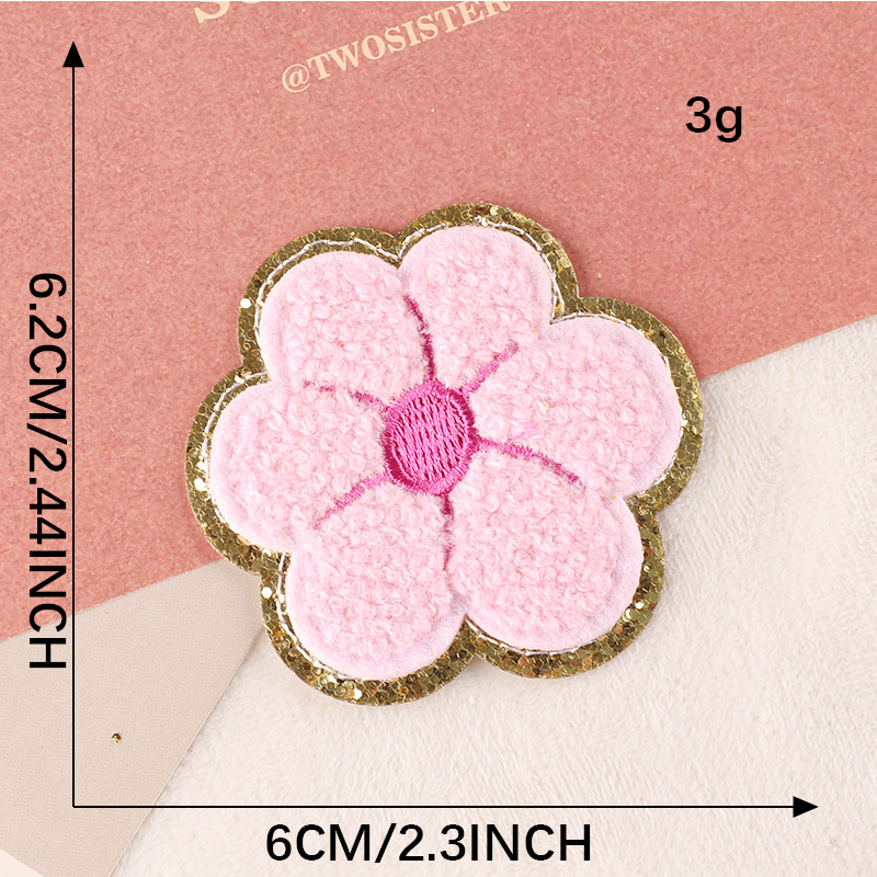 Pink Diamond Smiley Face Flowers Butterfly Dollar Chenille patch