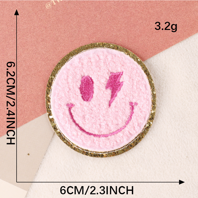 Pink Diamond Smiley Face Flowers Butterfly Dollar Chenille patch