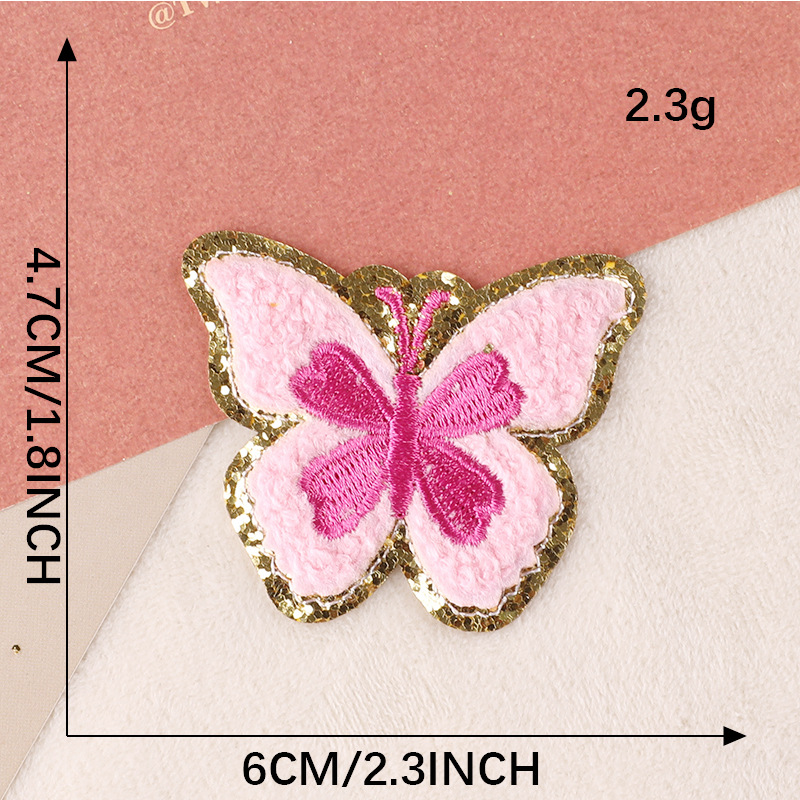 Pink Diamond Smiley Face Flowers Butterfly Dollar Chenille patch