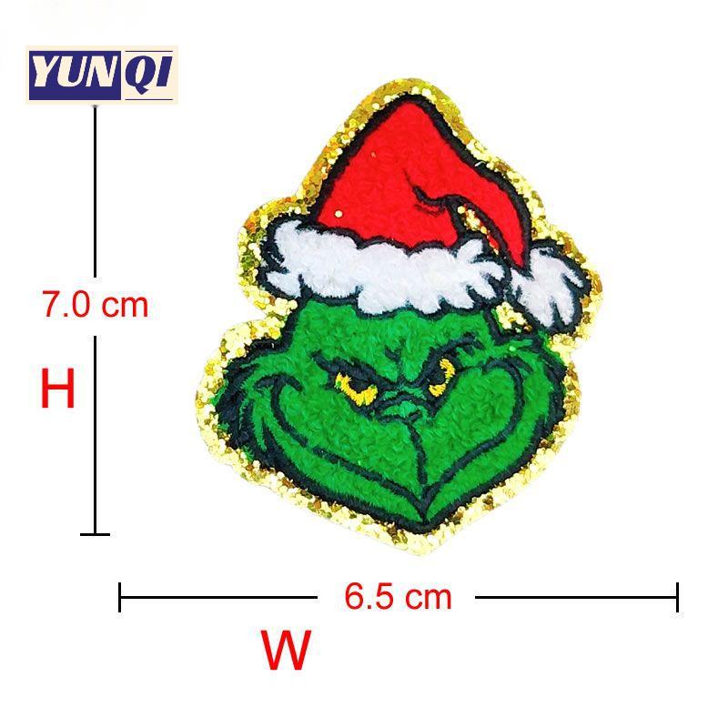 Embroidered patch chenille Grinch & Santa Claus & Gingerbread Man