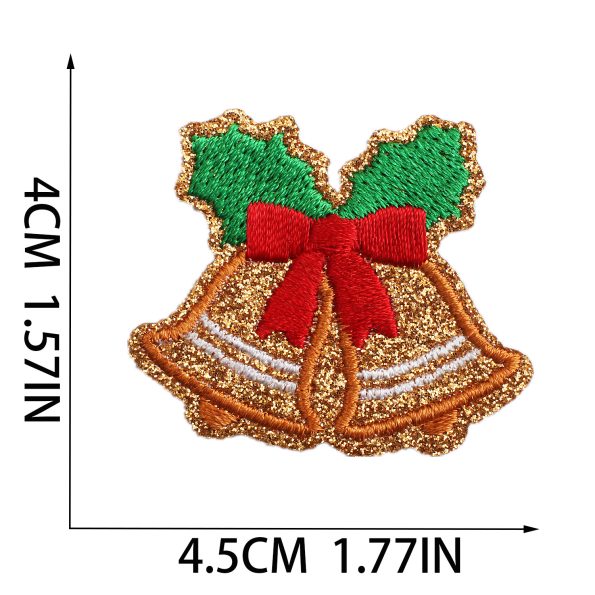 Gold glitter with Embroidery Patches Christmas Patches