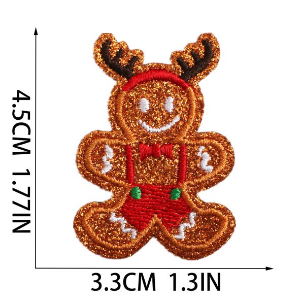 Gold glitter with Embroidery Patches Christmas Patches