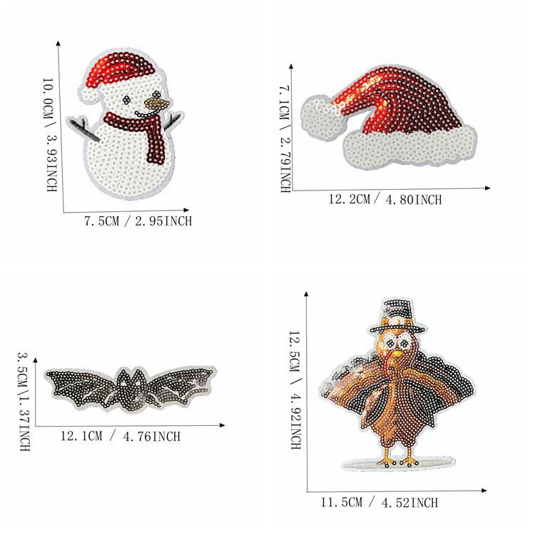 Christmas and Halloween series sequins snowman stars iron on patches