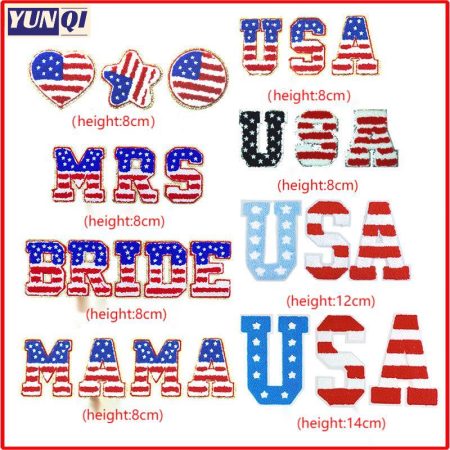 American flag Chenille alphabet patch