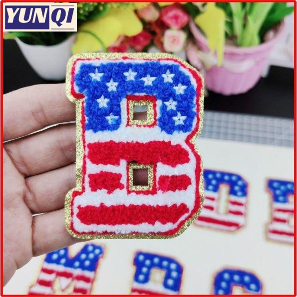 American flag Chenille alphabet patch