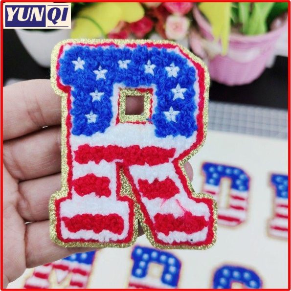 American flag Chenille alphabet patch