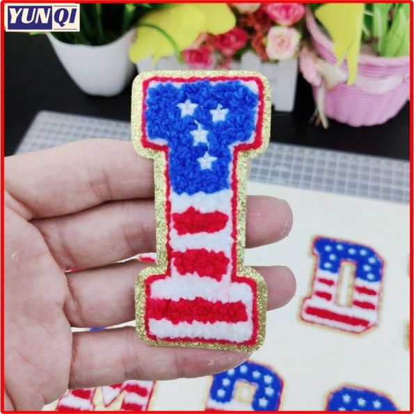 American flag Chenille alphabet patch