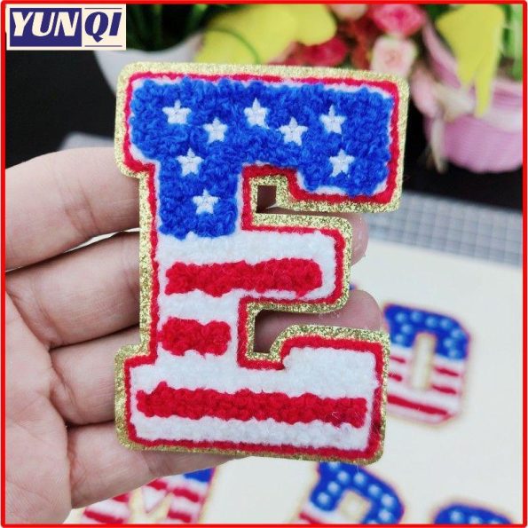 American flag Chenille alphabet patch