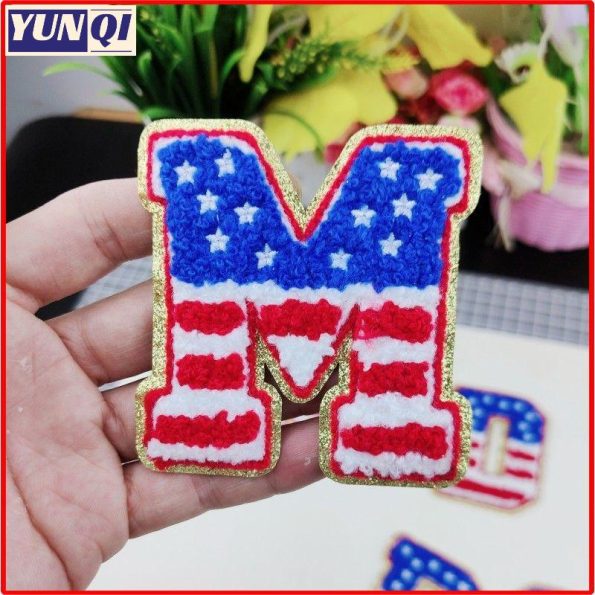 American flag Chenille alphabet patch