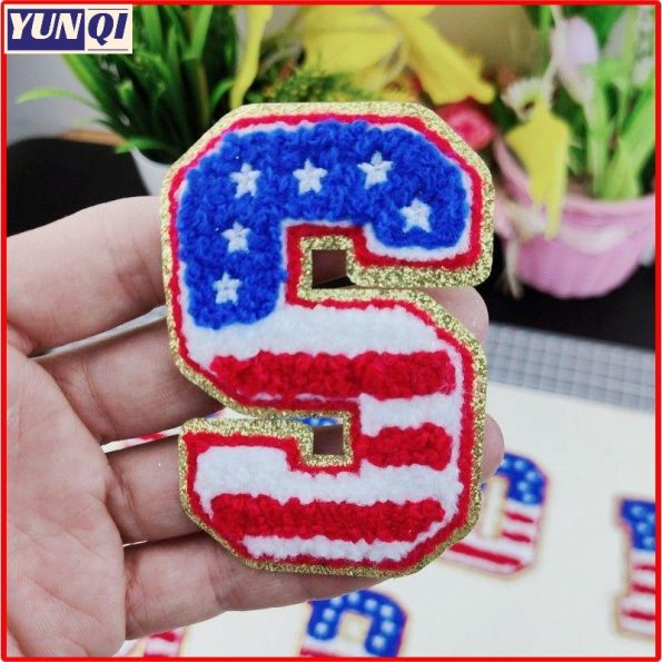 American flag Chenille alphabet patch