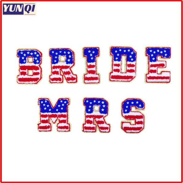 American flag Chenille alphabet patch