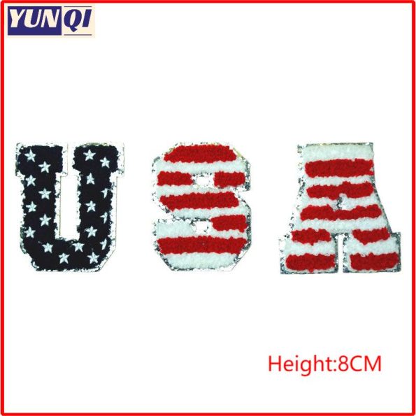 American flag Chenille alphabet patch