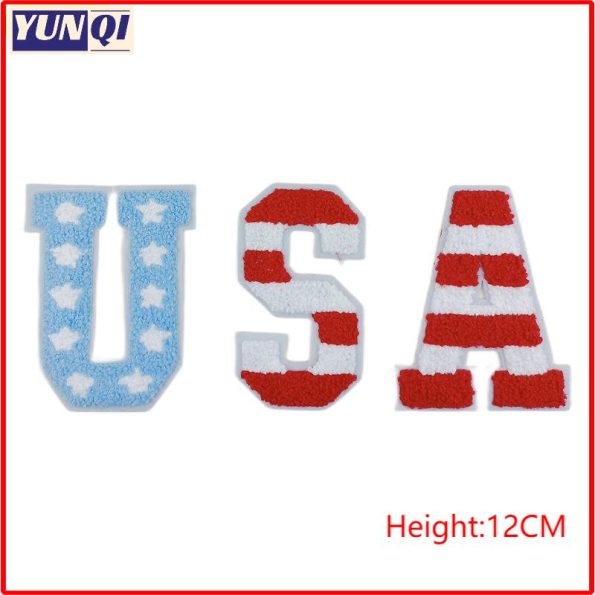 American flag Chenille alphabet patch