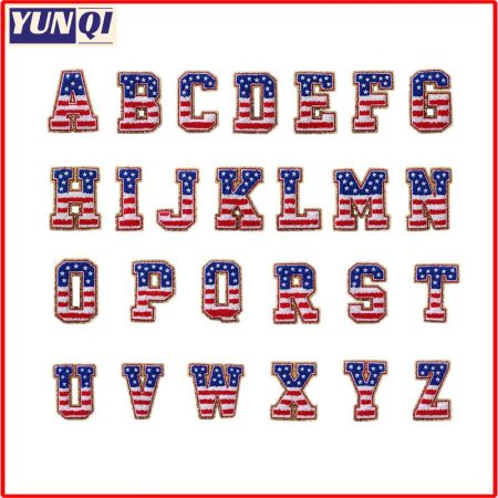 American flag Chenille alphabet patch