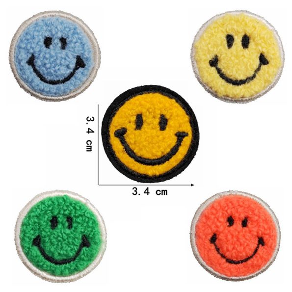 Heart-shaped eyes smiling face chenille patch