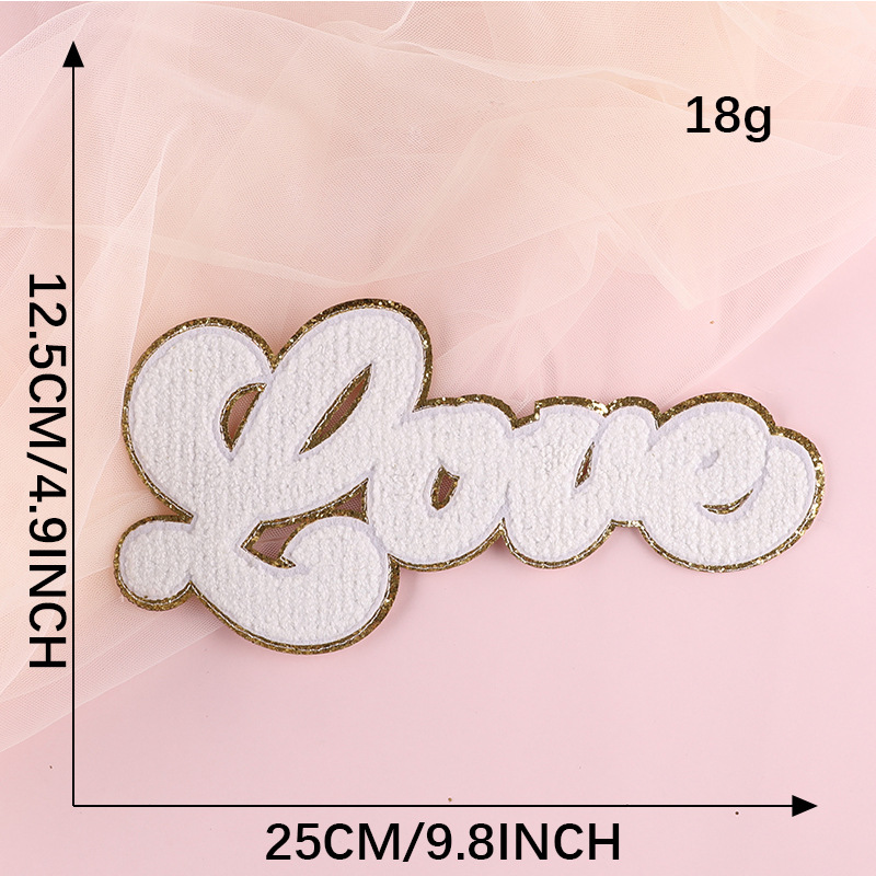 Chenille LOVE Patches 5 Colors In Stock