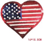 American flag chenille sequins diamonds design