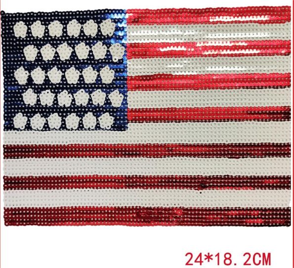 American flag chenille sequins diamonds design