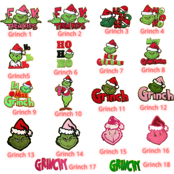 Chenille Grinch shirt patch